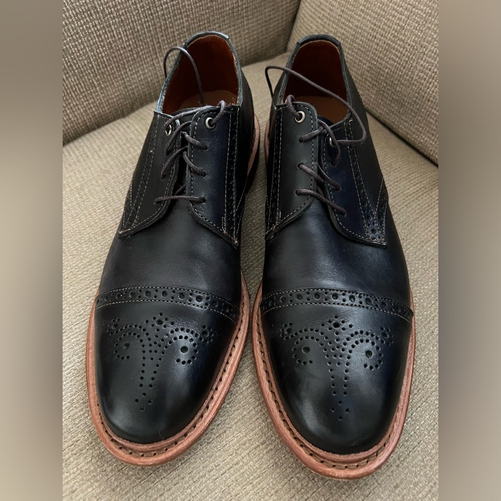 Allen Edmonds Bainbridge Black Leather Cap Toe Derby Shoes US 10D